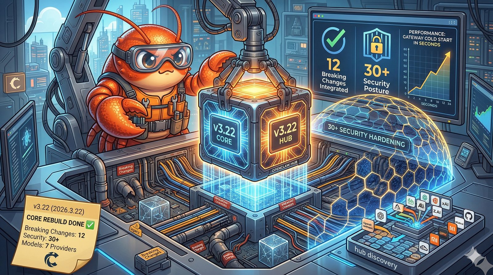 OpenClaw 3.22：アーキテクチャ全面刷新 — 12の破壊的変更、30以上のセキュリティ強化、史上最大リリース